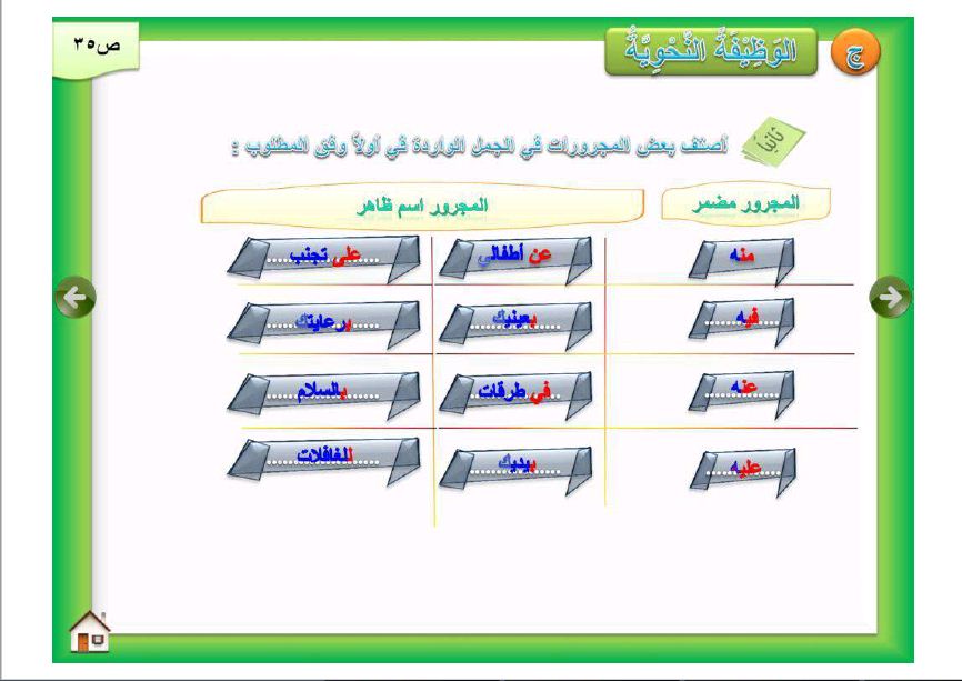 أصنف بعض المجرورات في الجمل الواردة - المكتبة التعليمية